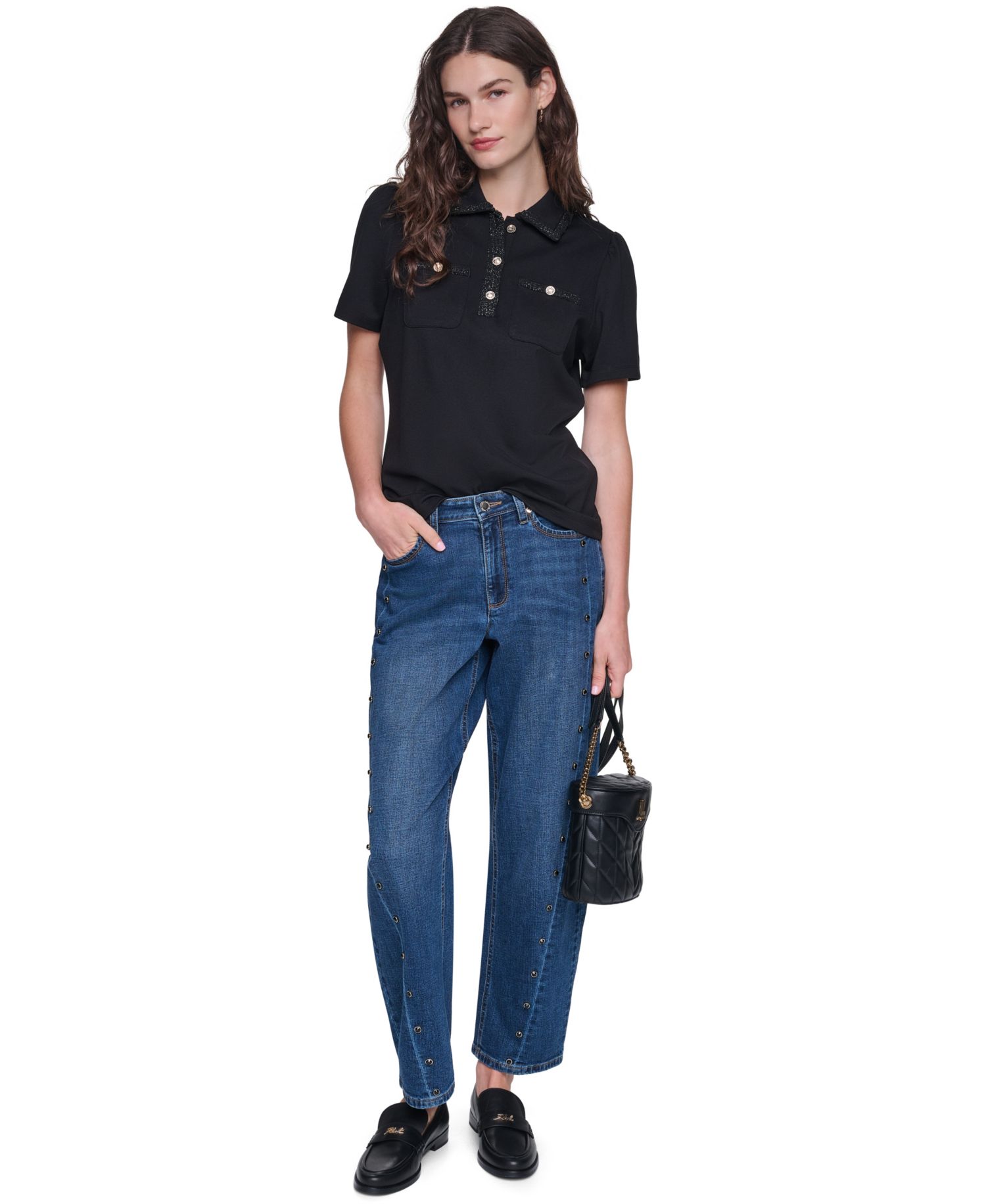 Women's Short-Sleeve Collared Knit Polo