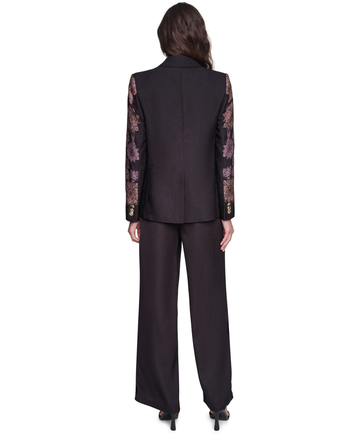 Женские брюки KARL LAGERFELD PARIS Wide-Leg High-Waisted Floral-Print, цвет: Розовато-лиловый — фото 5