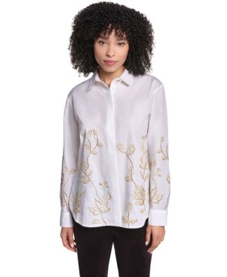 Women's Floral Embroidered Long-Sleeve Blouse