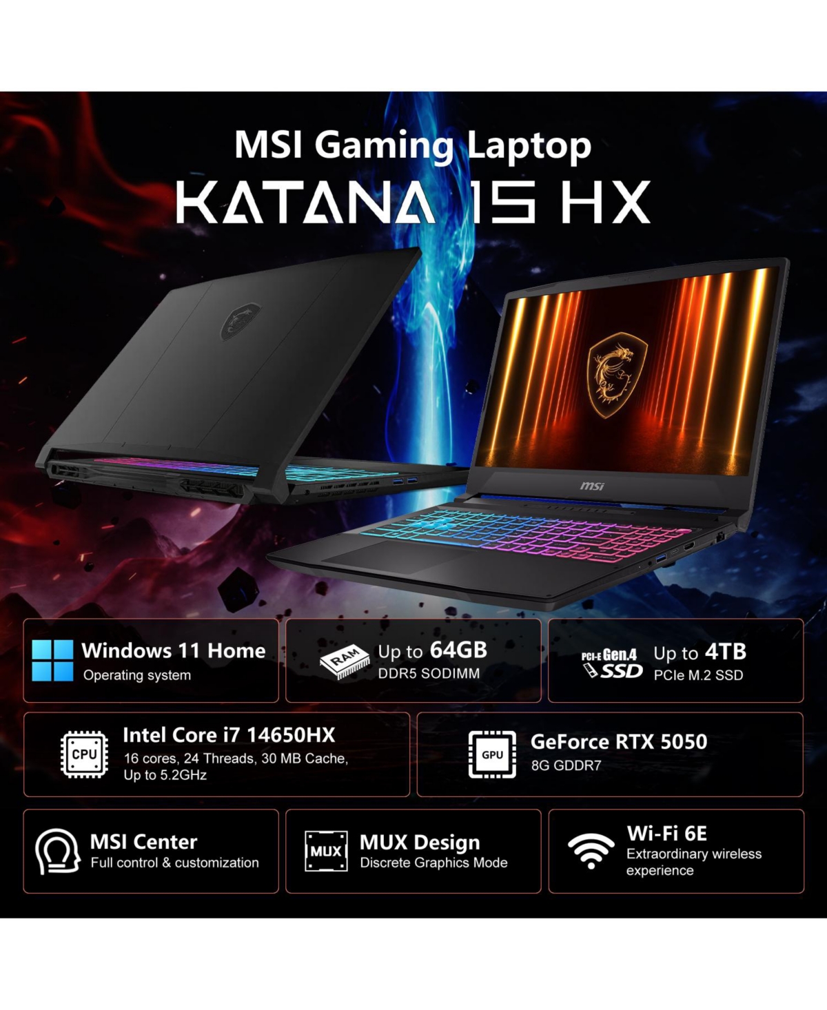 Msi Katana 15 Gaming 144Hz 32GB DDR5 15.6" Laptop