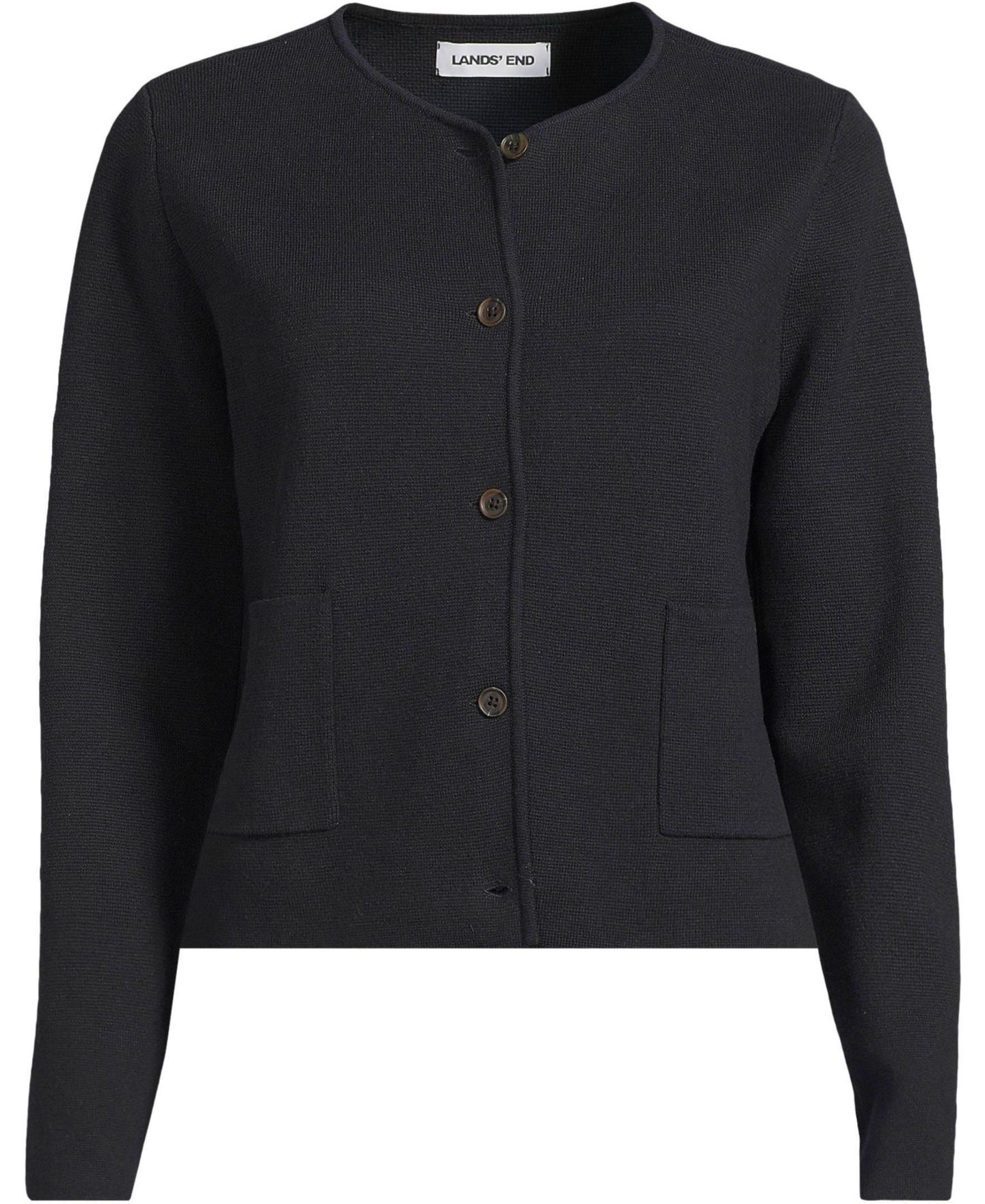 Женский свитер Lands' End Fine Gauge Cotton Milano Blazer, цвет: Чёрный — фото 3