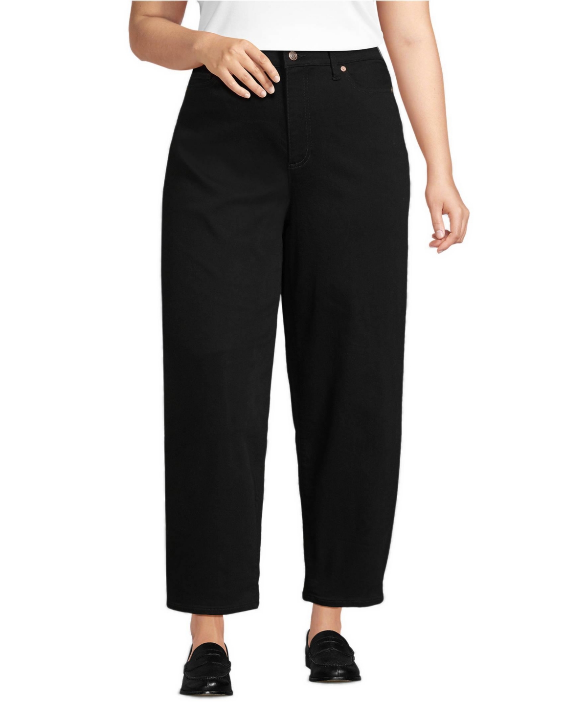 Lands' End Women's Denim High Rise Barrel Leg Ankle Jeans