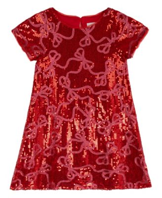 Girls' 7-16 A-Line Bow Sequin T-Shirt Dress