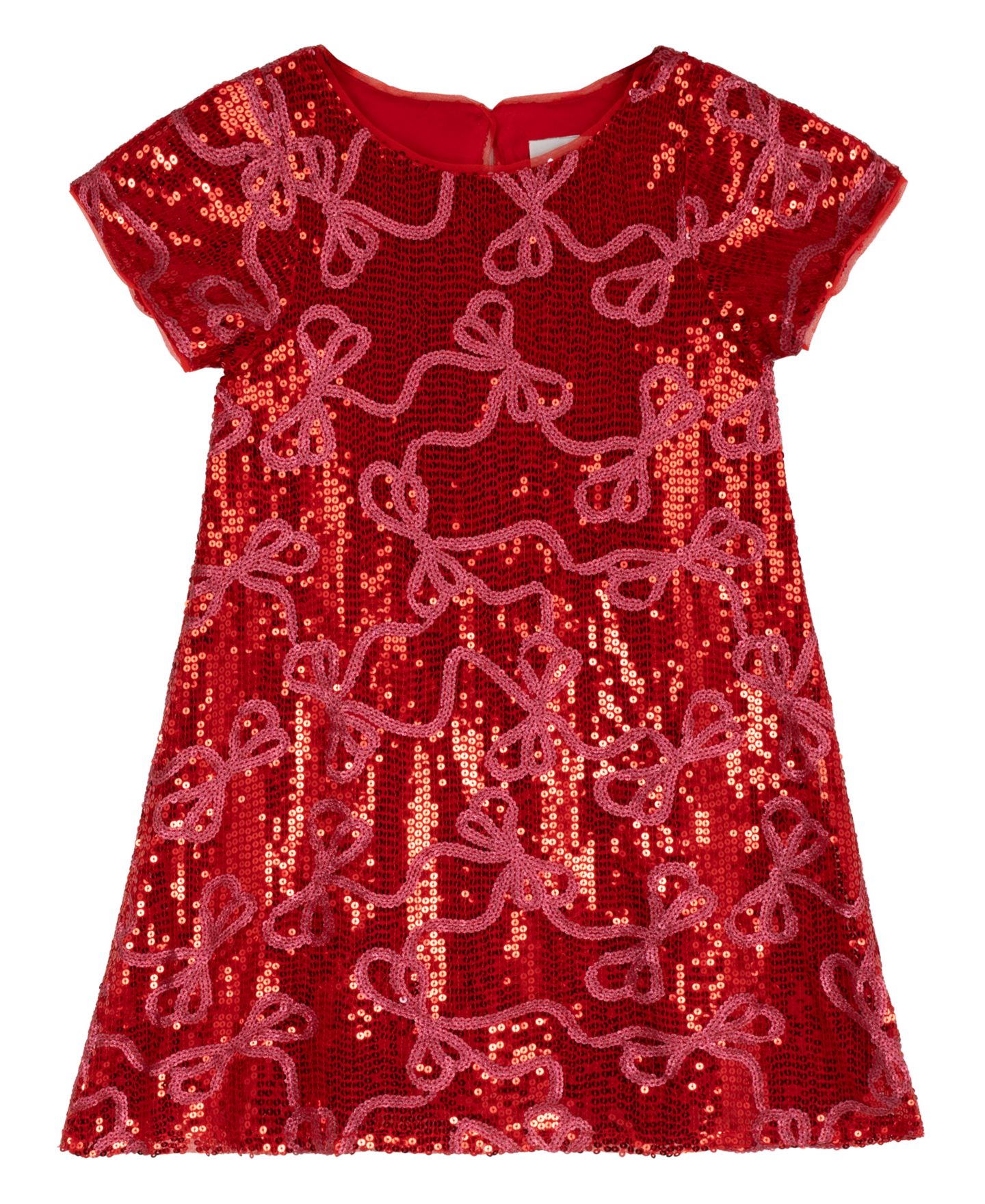 Платье Rare Editions A-Line Bow Sequin T-Shirt Dress для девочек, цвет: Красный — фото 4