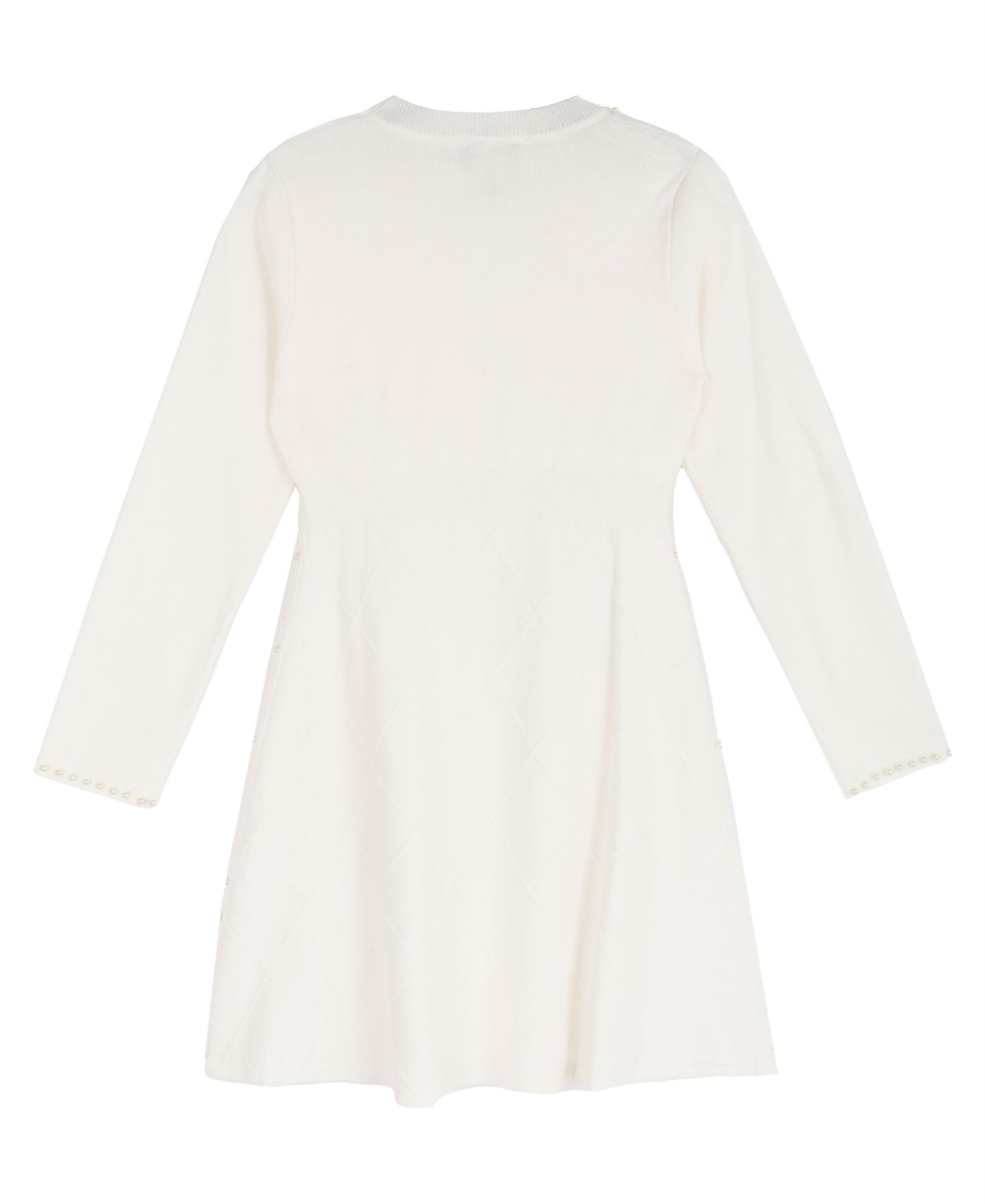 Платье Rare Editions Sweater Knit Imitation Pearl Embellished Long-Sleeve Fit & Flare Dress для девочек, цвет: Кремовый — фото 2