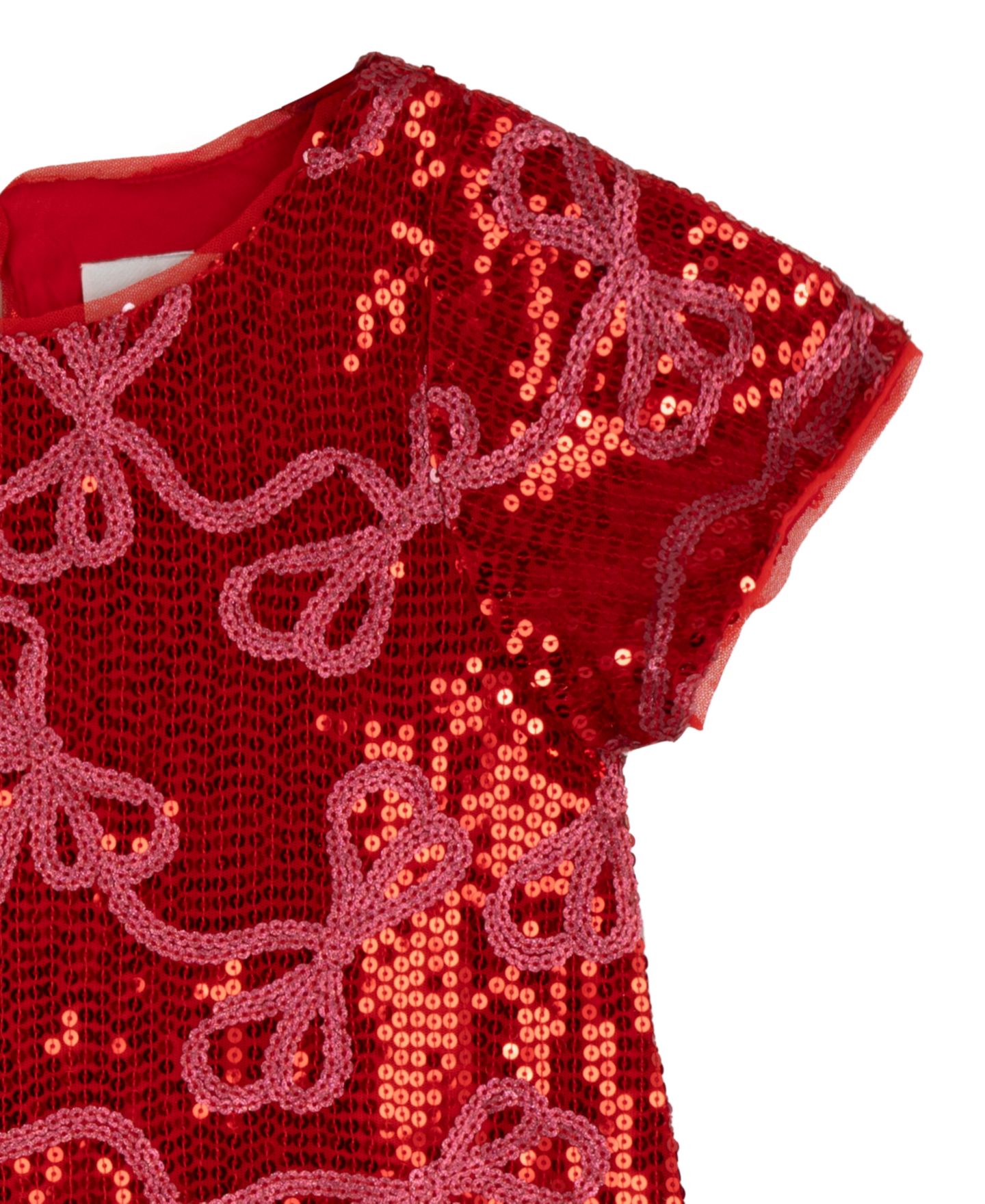 Платье Rare Editions A-Line Bow Sequin T-Shirt Dress для девочек, цвет: Красный — фото 6