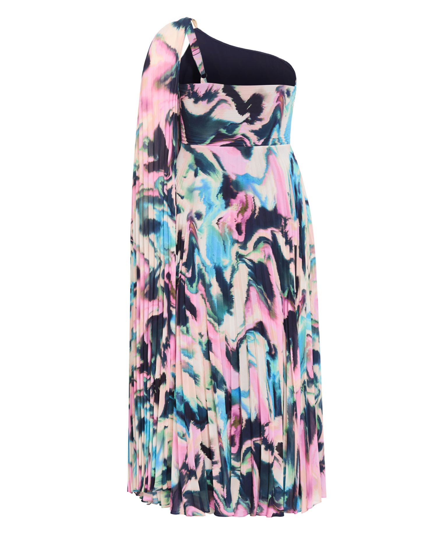 Plus Size Eloura One-Shoulder Rippled-Print A-Line Maxi Dress