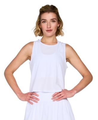 Women's Crop Mesh Cross-Back Sleeveless Tee