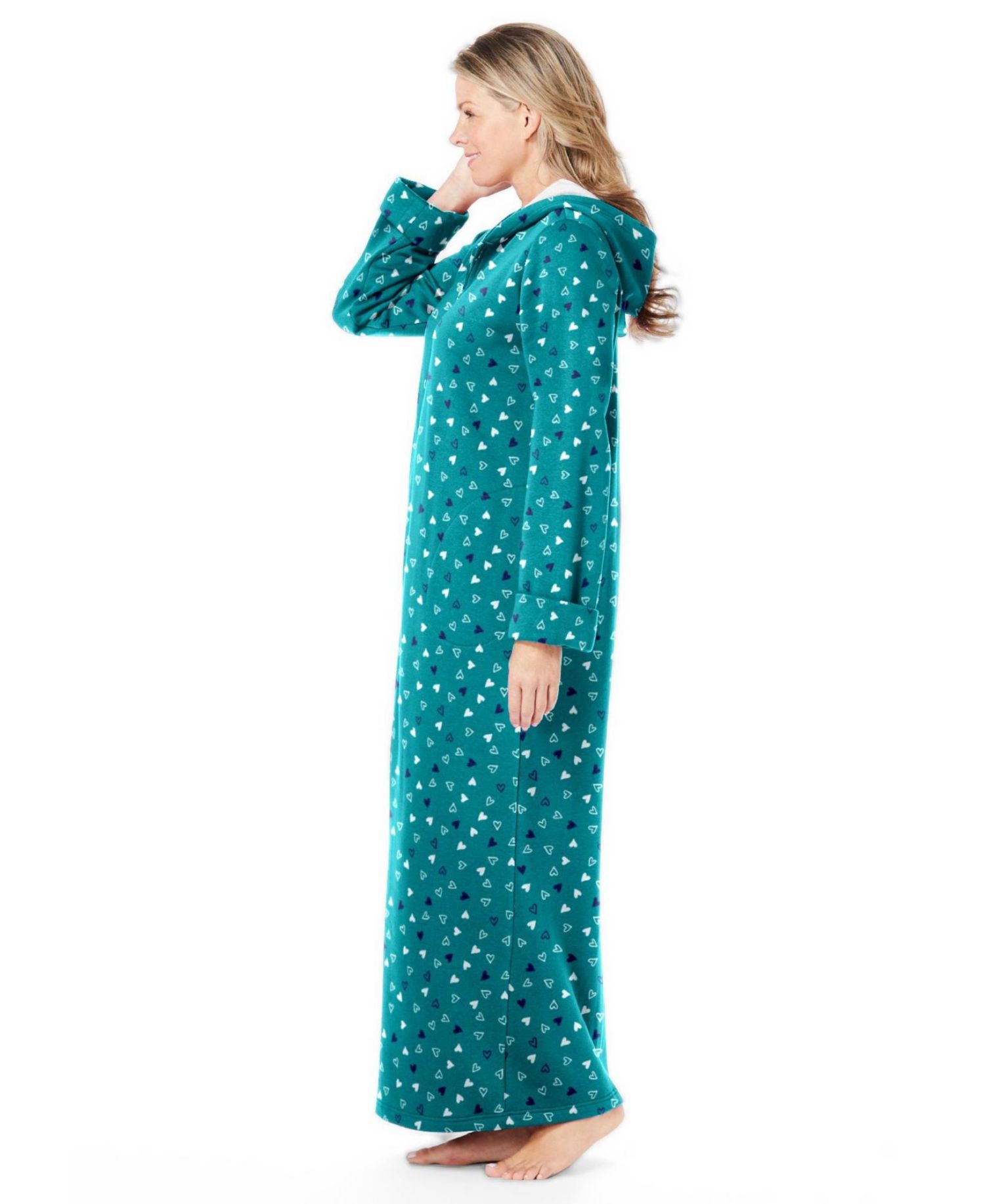 Women's Long Hooded Fleece Sweatshirt Robe