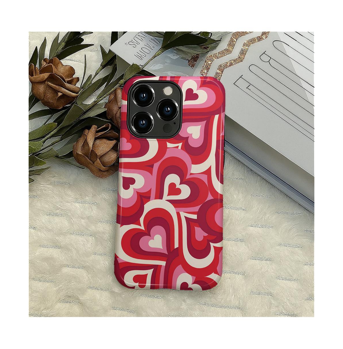 Lisen Retro Hearts Dual-Layer Anti-Slip Phone Case Compatible with Apple iPhone 15