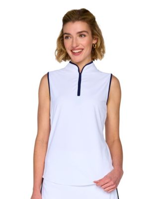 Women's Tee It Up Mock Neck Piping Sleeveless Tank