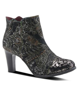  Womens Spring Step Smokinhot Women's Booties with Floral Embroidery