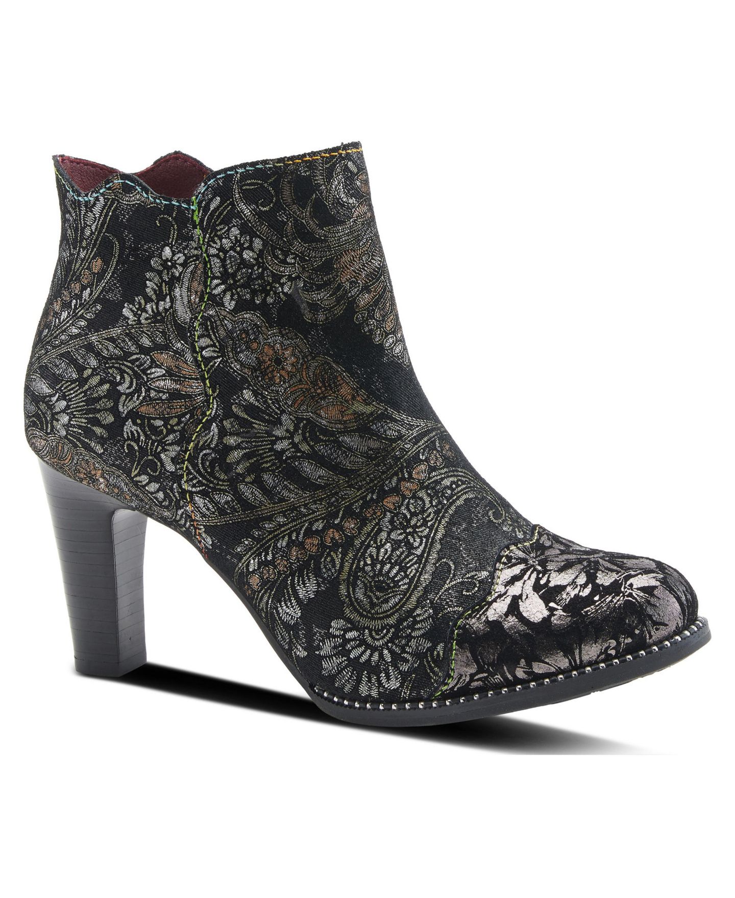 Женские ботинки L'Artiste Spring Step Smokinhot Booties with Floral Embroidery, цвет: Чёрный разноцветный — фото 1