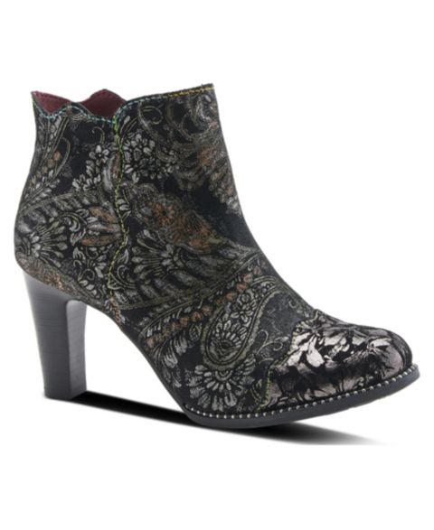 Женские ботинки L'Artiste Spring Step Smokinhot Booties with Floral Embroidery, цвет: Чёрный разноцветный