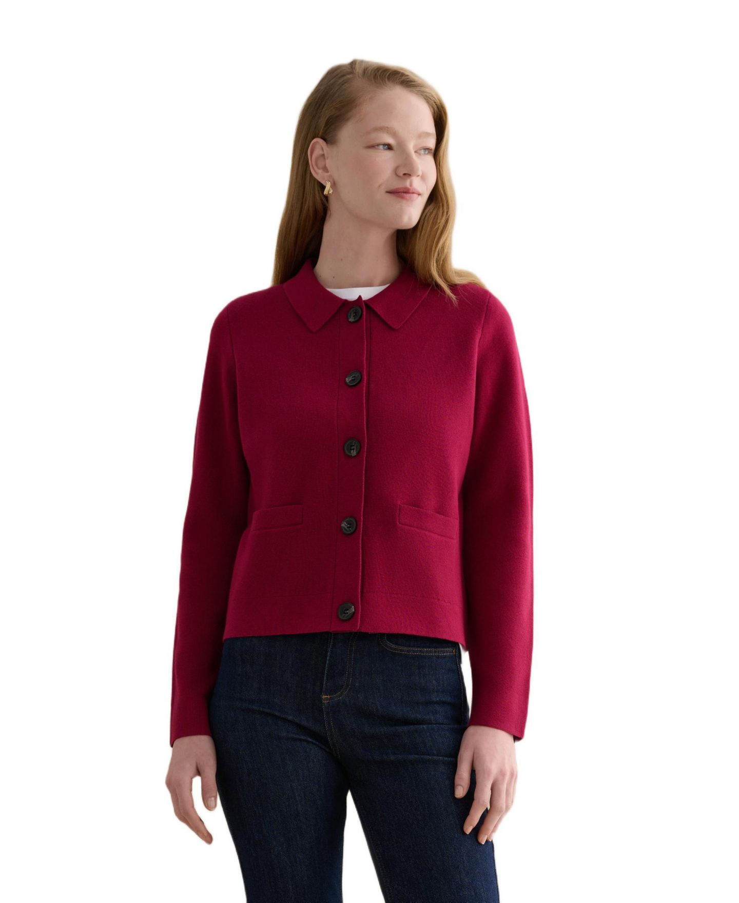 Женский кардиган Hobbs London Mia Merino Wool Blend Knitted, цвет: Тёмный розовый — фото 1