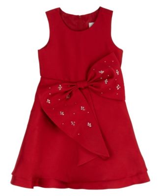 Girls' 5-6X Crystal-Embellished Cascading Bow Fit & Flare Dress