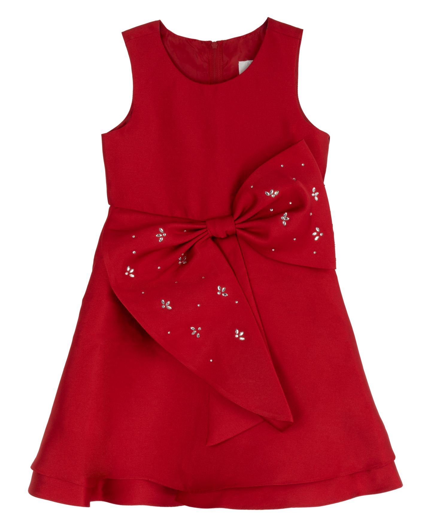 Платье Rare Editions Crystal-Embellished Cascading Bow Fit & Flare Dress для девочек, цвет: Красный — фото 4