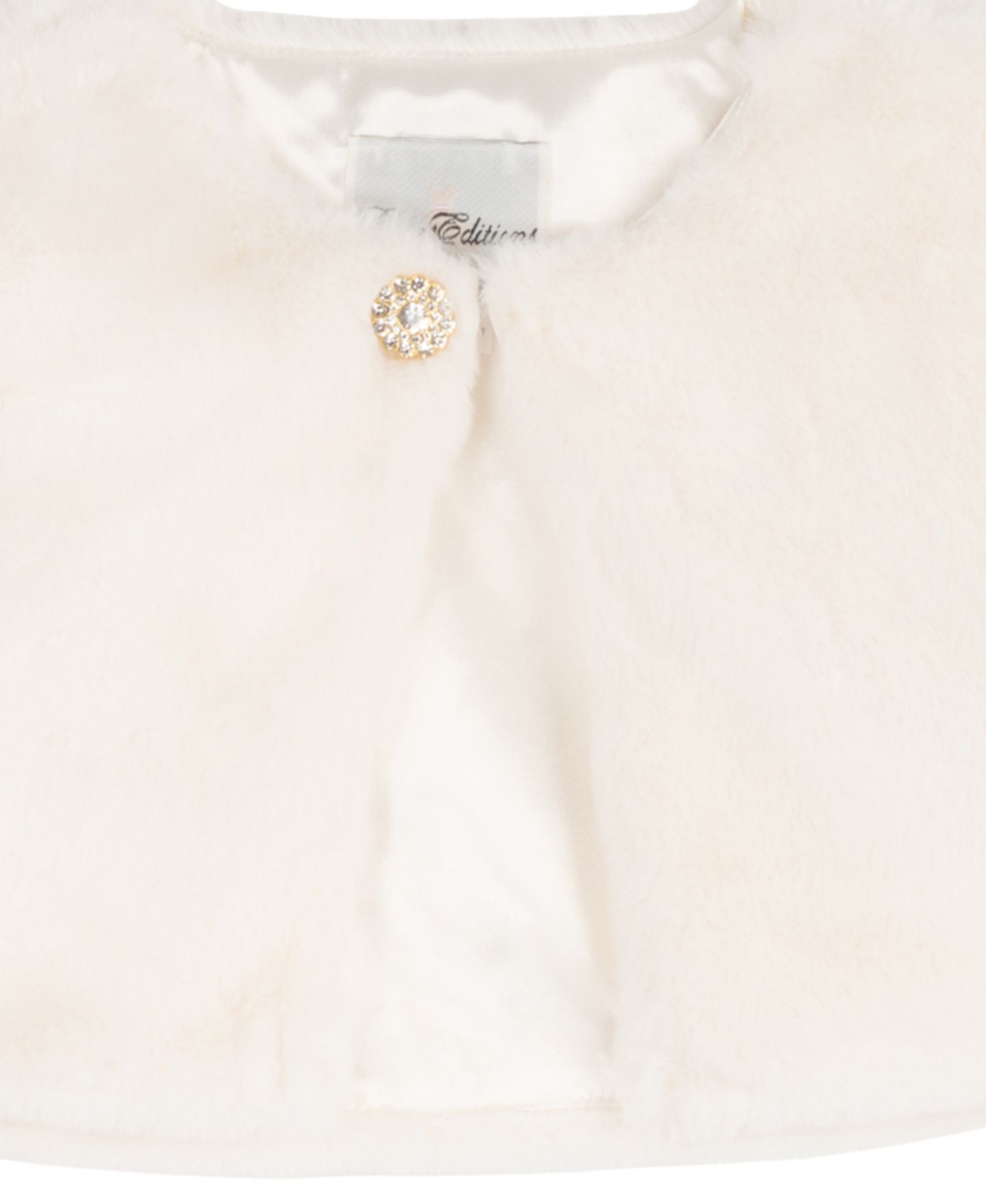 Болеро Rare Editions Long-Sleeve Rhinestone Faux Fur Bolero для девочек, цвет: Слоновая кость — фото 3