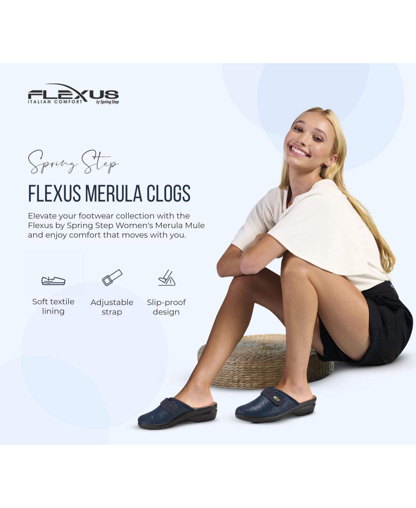 Женские мюли Flexus Spring Step Merula с регулируемым ремешком, цвет: Чёрный — фото 6