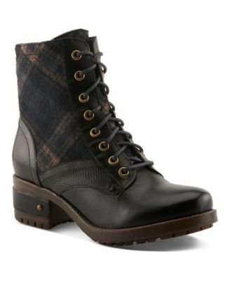 L`Artiste Women's Marty-plaid Lace-up Boots with Heritage Styling