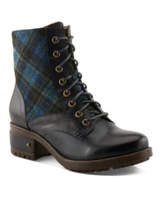 L`Artiste Women's Marty-plaid Lace-up Boots with Heritage Styling