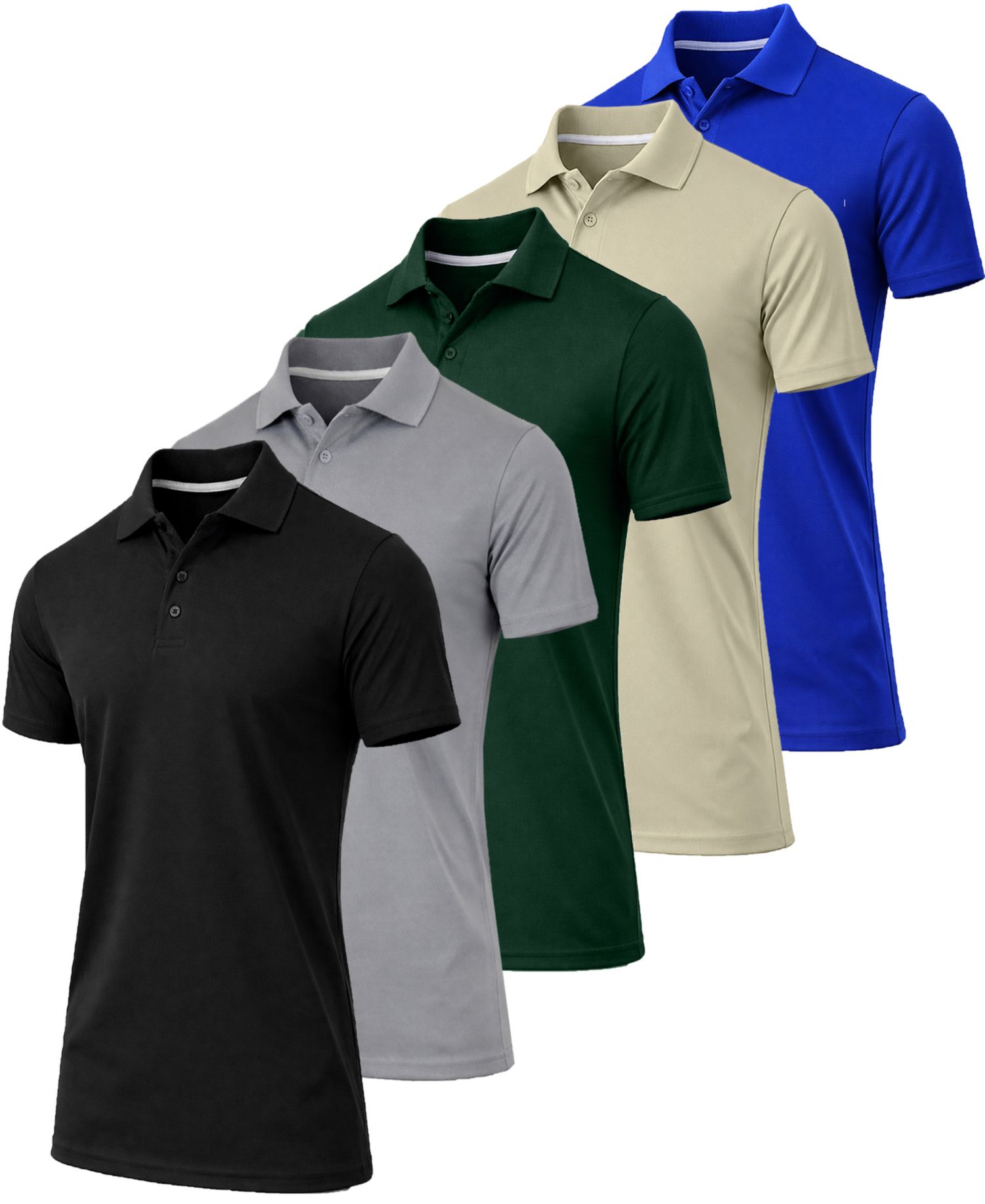 Men's Jump Start Short-Sleeve Regular-Fit Stretch-Knit Polo Shirt, 5-Pack