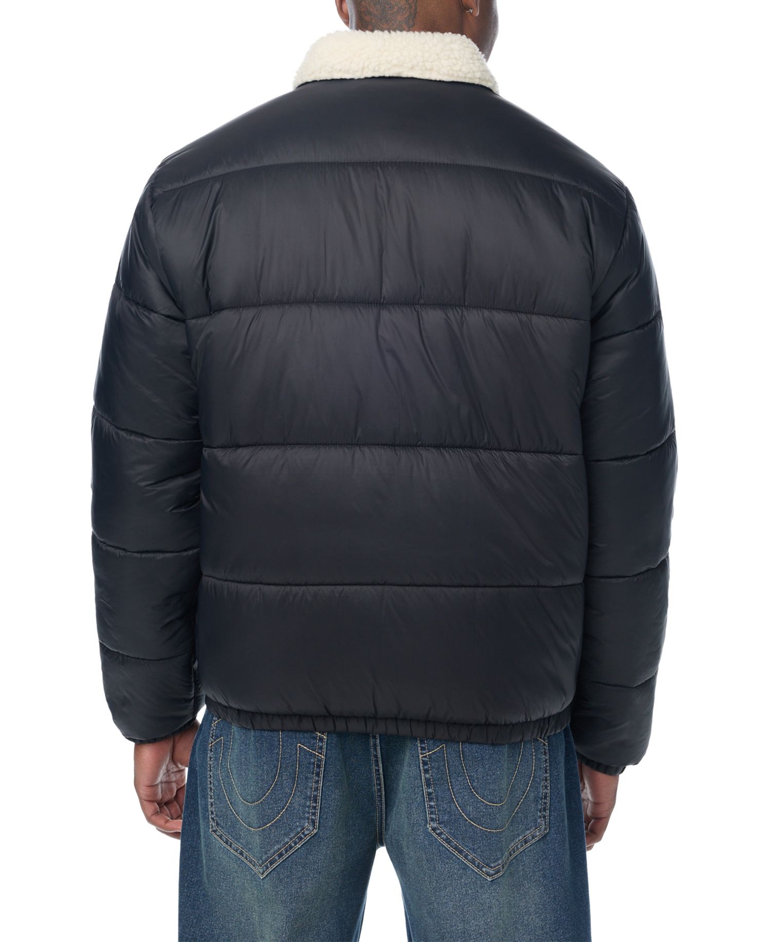 Men's Sherpa Collar Short Regular-Fit Puffer Jacket
