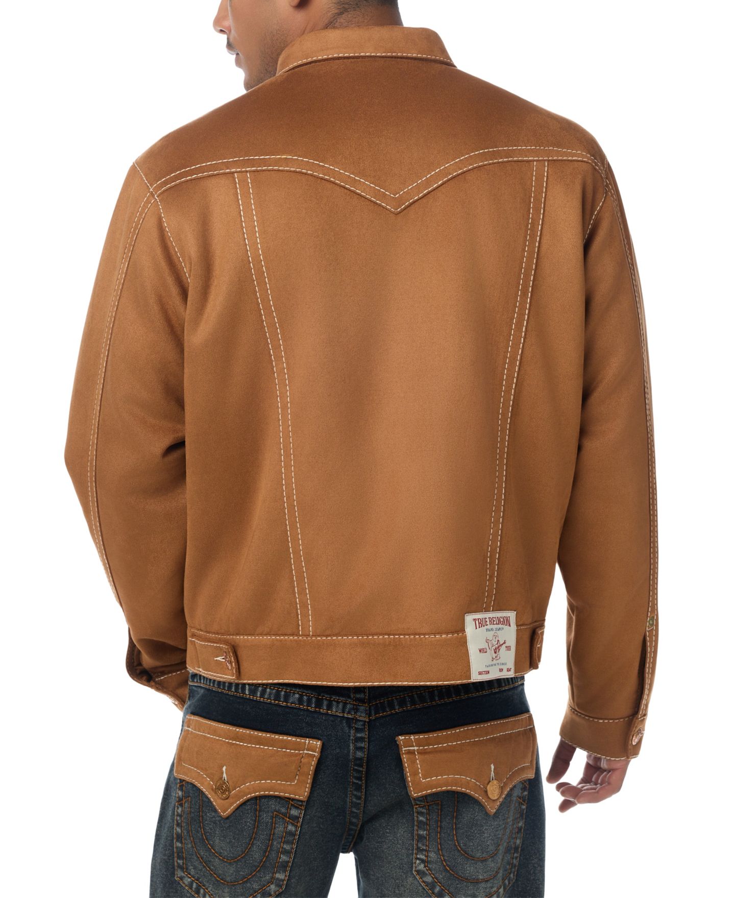 Мужская куртка True Religion Jimmy Oversized Suede Trucker, цвет: Замшевый коричневый — фото 3