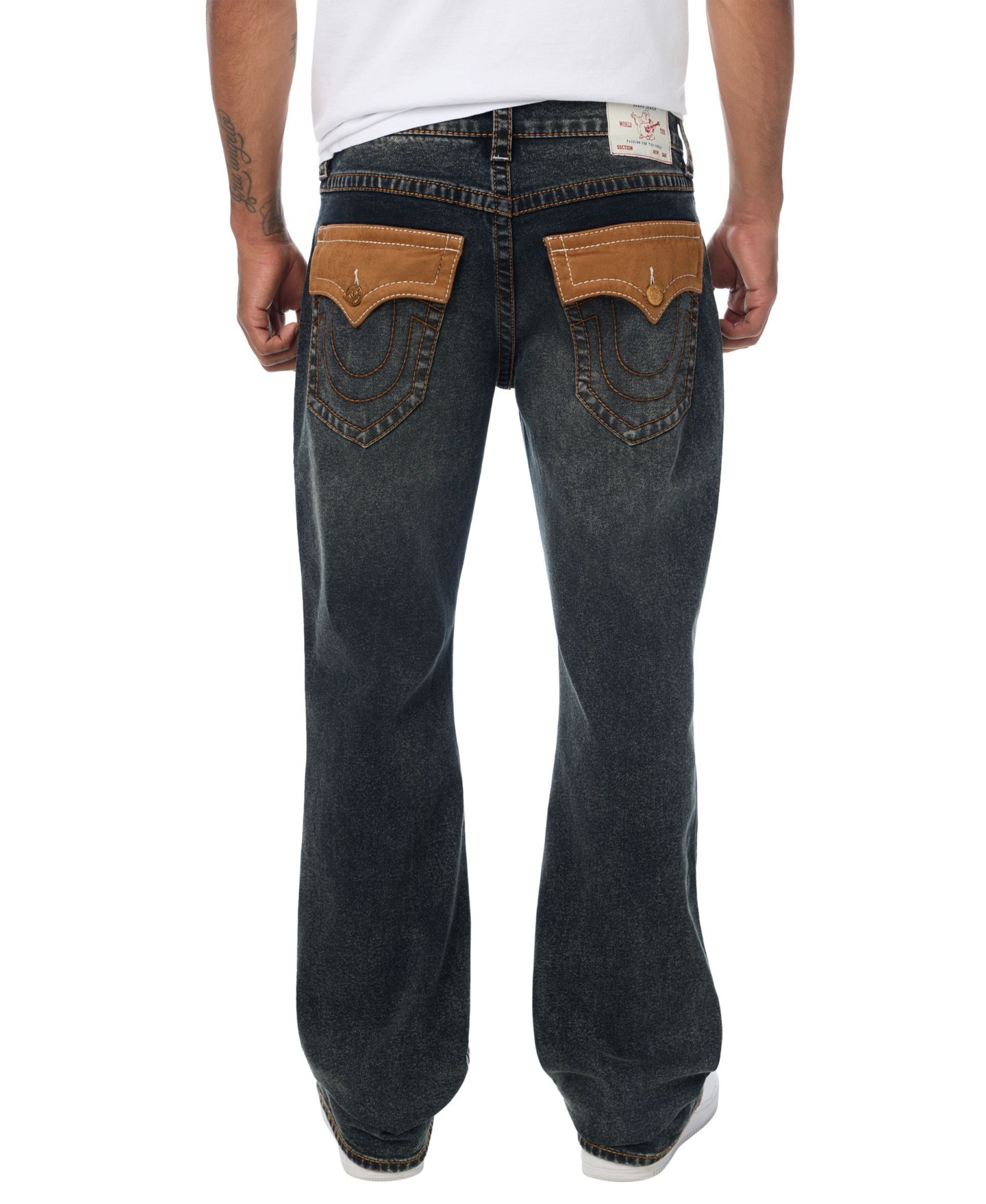 Мужские джинсы True Religion Billy Suede-Detailed Bootcut Denim Jeans, цвет: Пыльная тёмная варка — фото 3