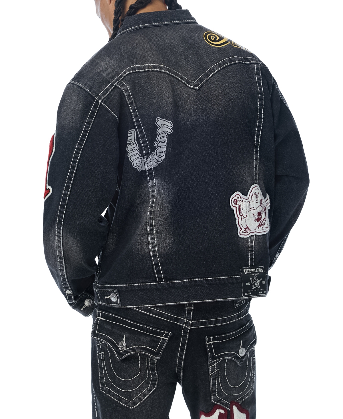 True Religion Men's Jimmy Oversized Denim Patch Jacket