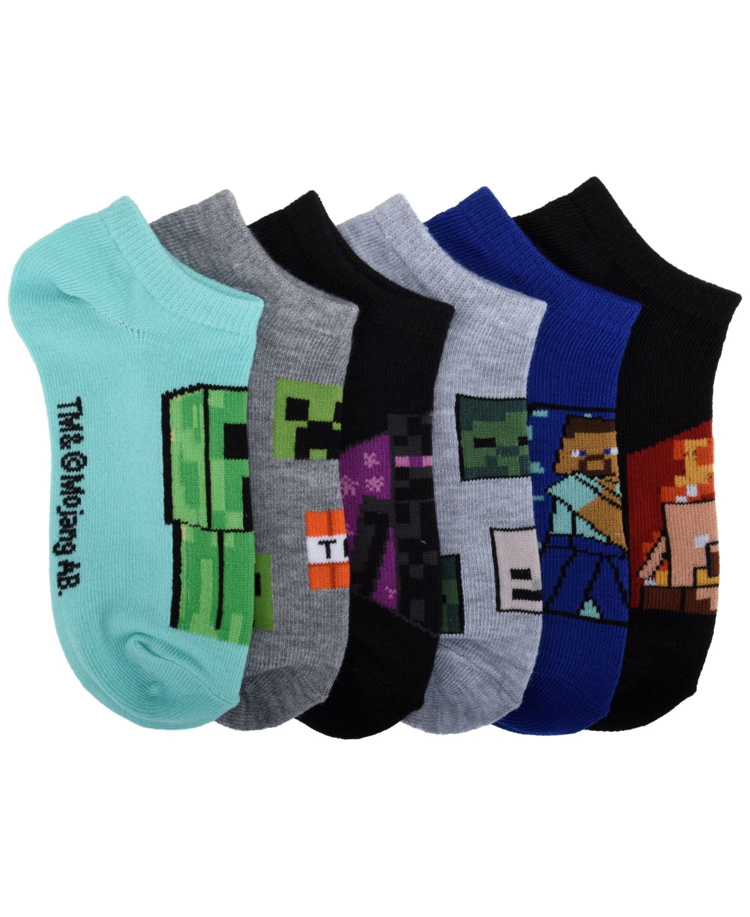Boys' 4-20 Minecraft No Show Socks, 6-Pack