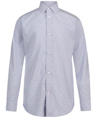 Men's Stretch H-Print Long-Sleeve Dress Shirt