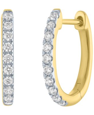 Macy's Lab-Grown Diamond Hoop Earrings (1/4 ct. t.w.) in 14k Gold-Plated Sterling Silver