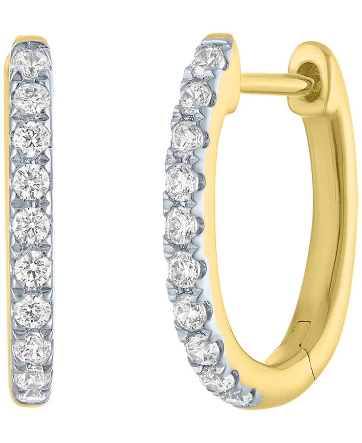 Macy's Lab-Grown Diamond Hoop Earrings (1/4 ct. t.w.) in 14k Gold-Plated Sterling Silver - Gold-Plated Sterling Silver