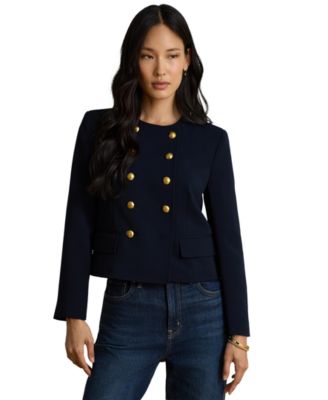 Women's Sabl&eacute; Crepe Double-Breasted Cropped Jacket