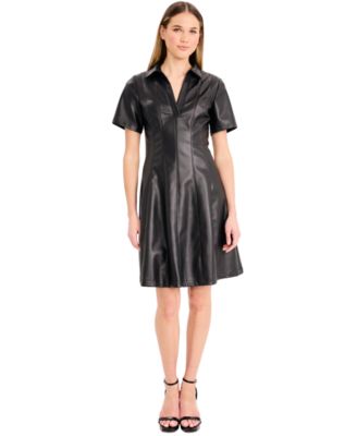 Women's A-Line V-Neck Short-Sleeve Mini Dress