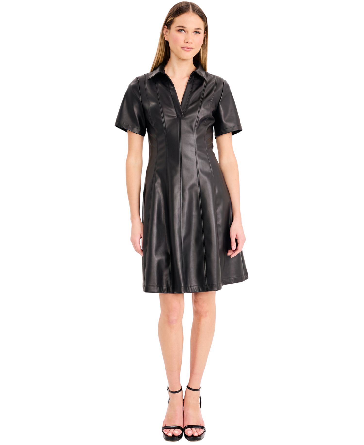 Women's A-Line V-Neck Short-Sleeve Mini Dress