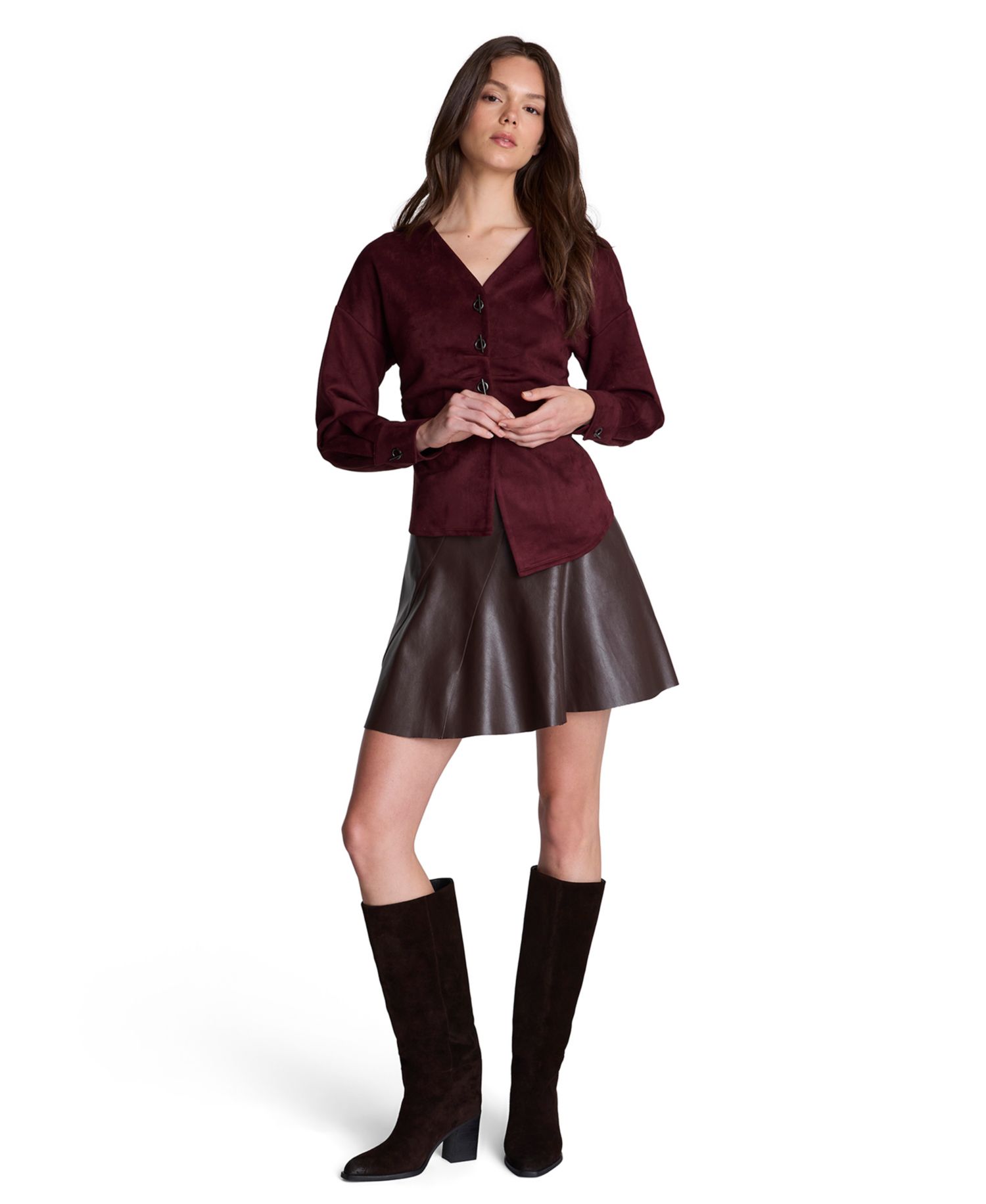 Women's Mini A-Line Faux Leather Skirt