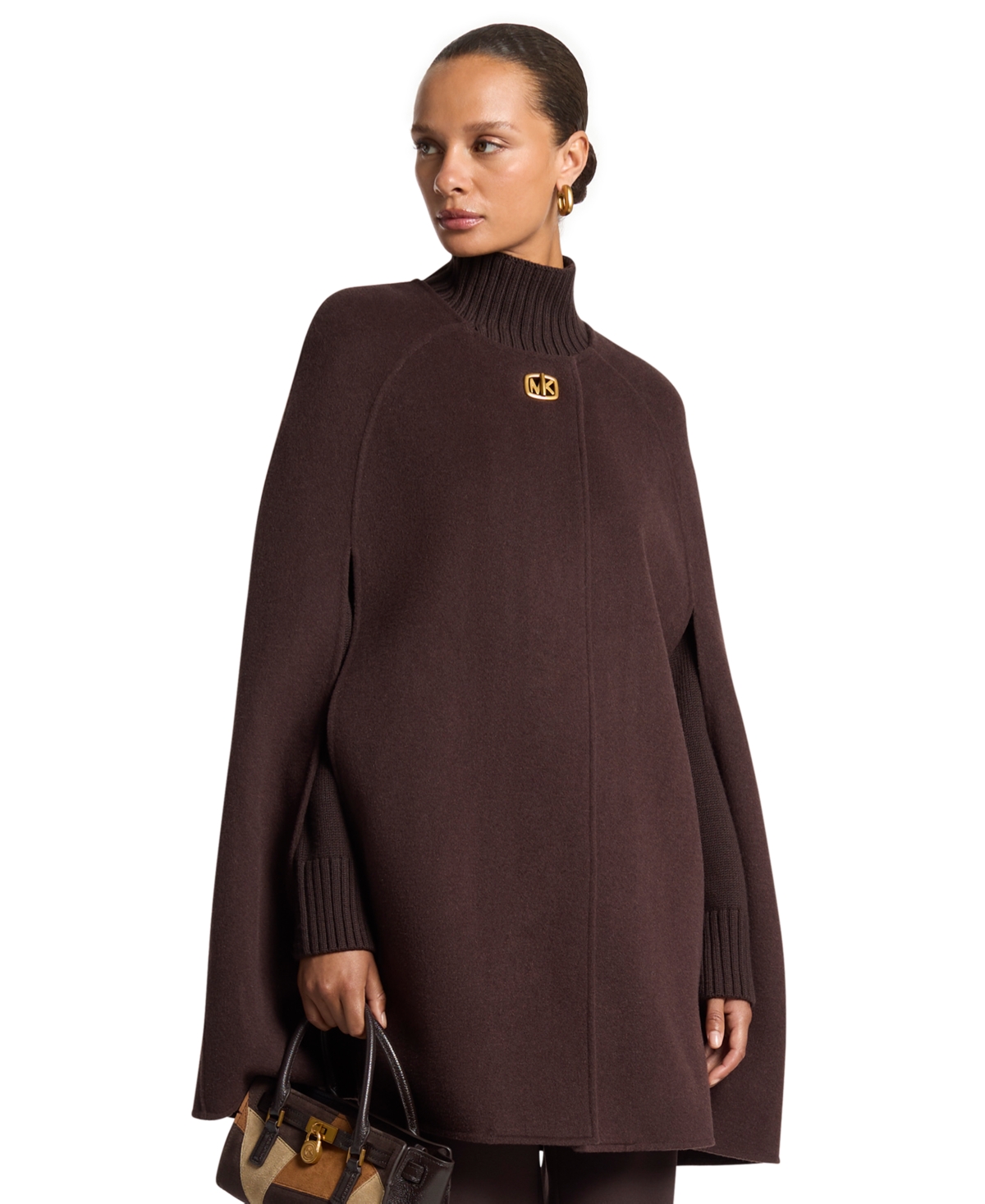 Michael Kors Women's Turn Lock Wool-Blend Cape