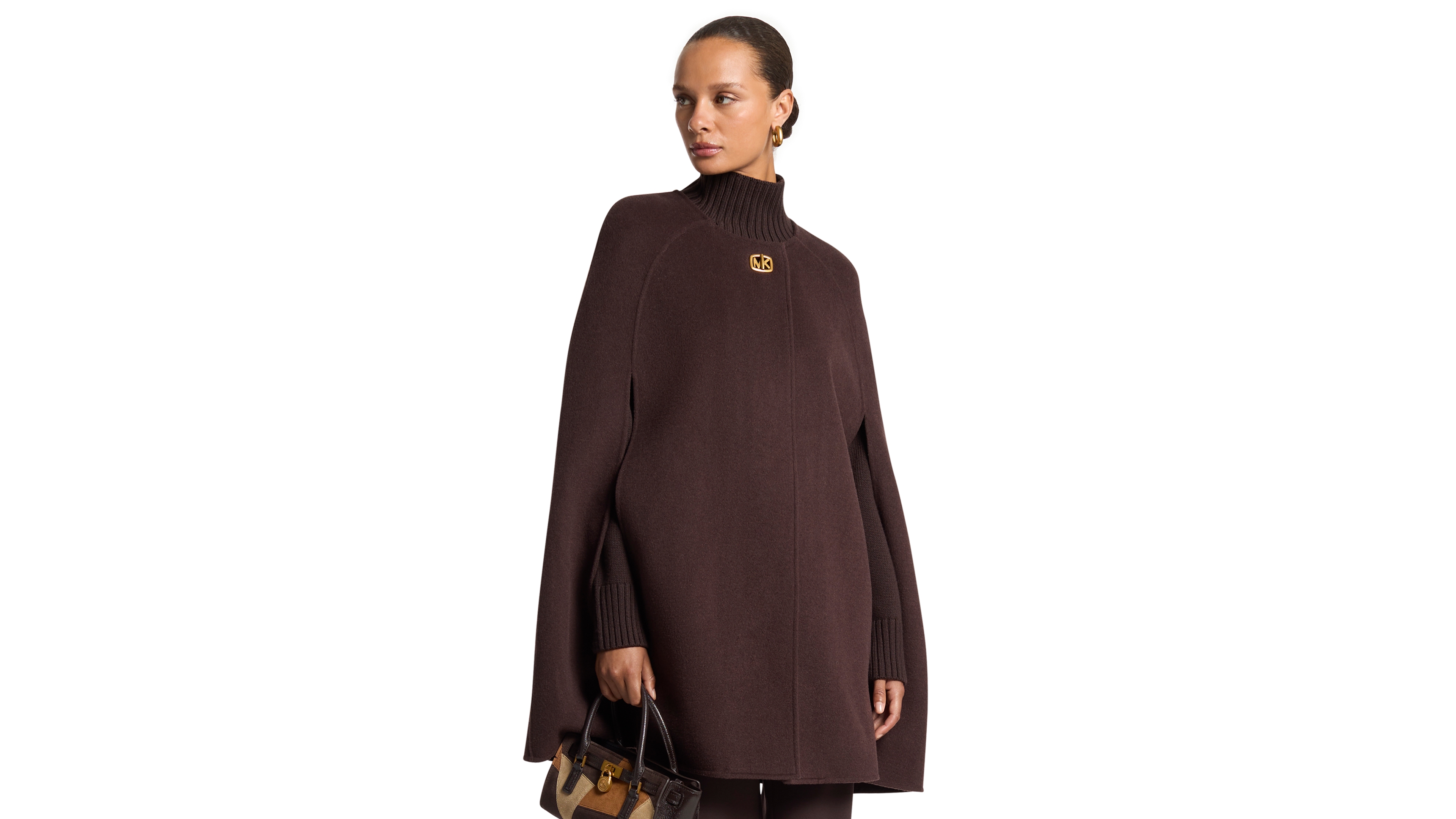 Michael Kors Women's Turn Lock Wool-Blend Cape