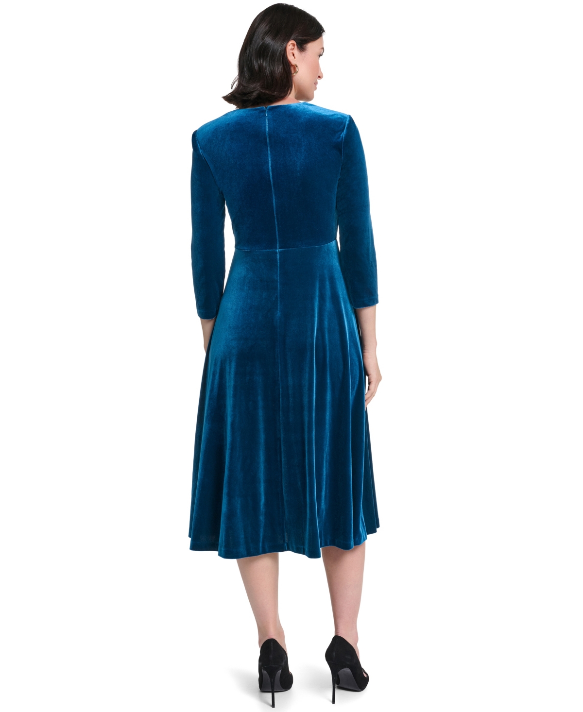 Jessica Howard Women's V-Neck Wrap Midi Velvet Dress