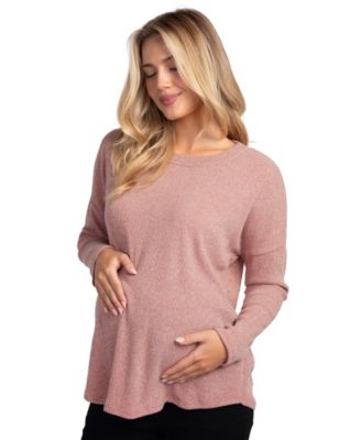 Maternity Crewneck Long-Sleeve Relaxed-Fit Sweater