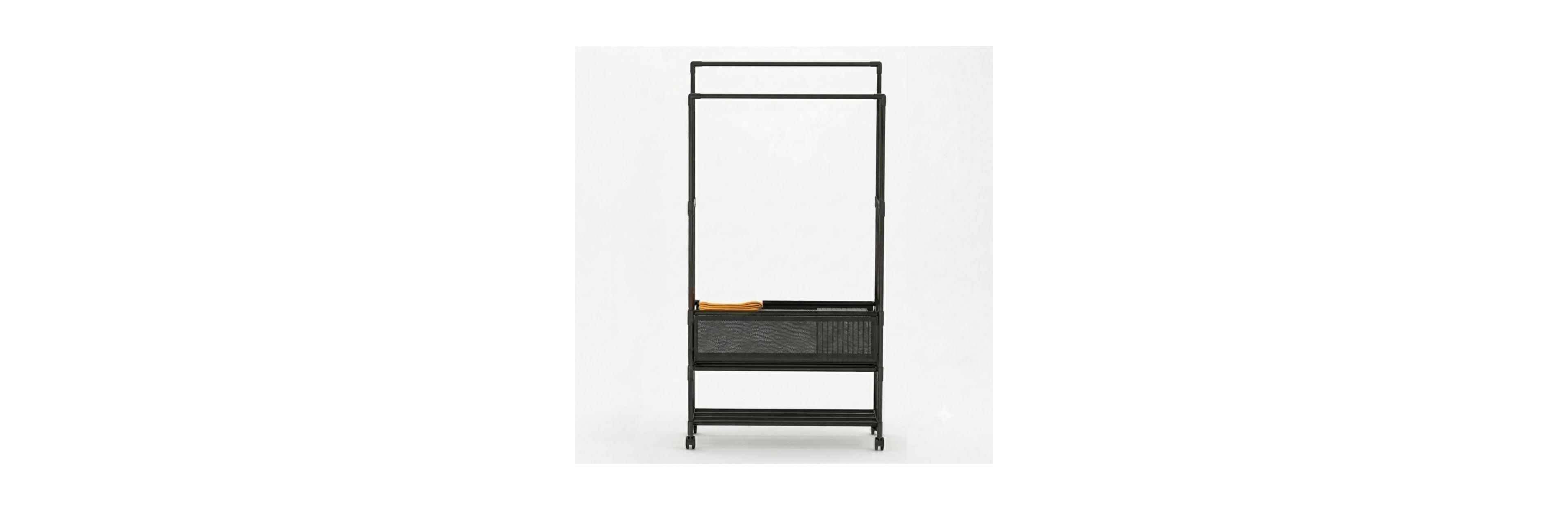 Slickblue 3 Tier Portable Clothing Rack with Double Hanging Rods and Wheels