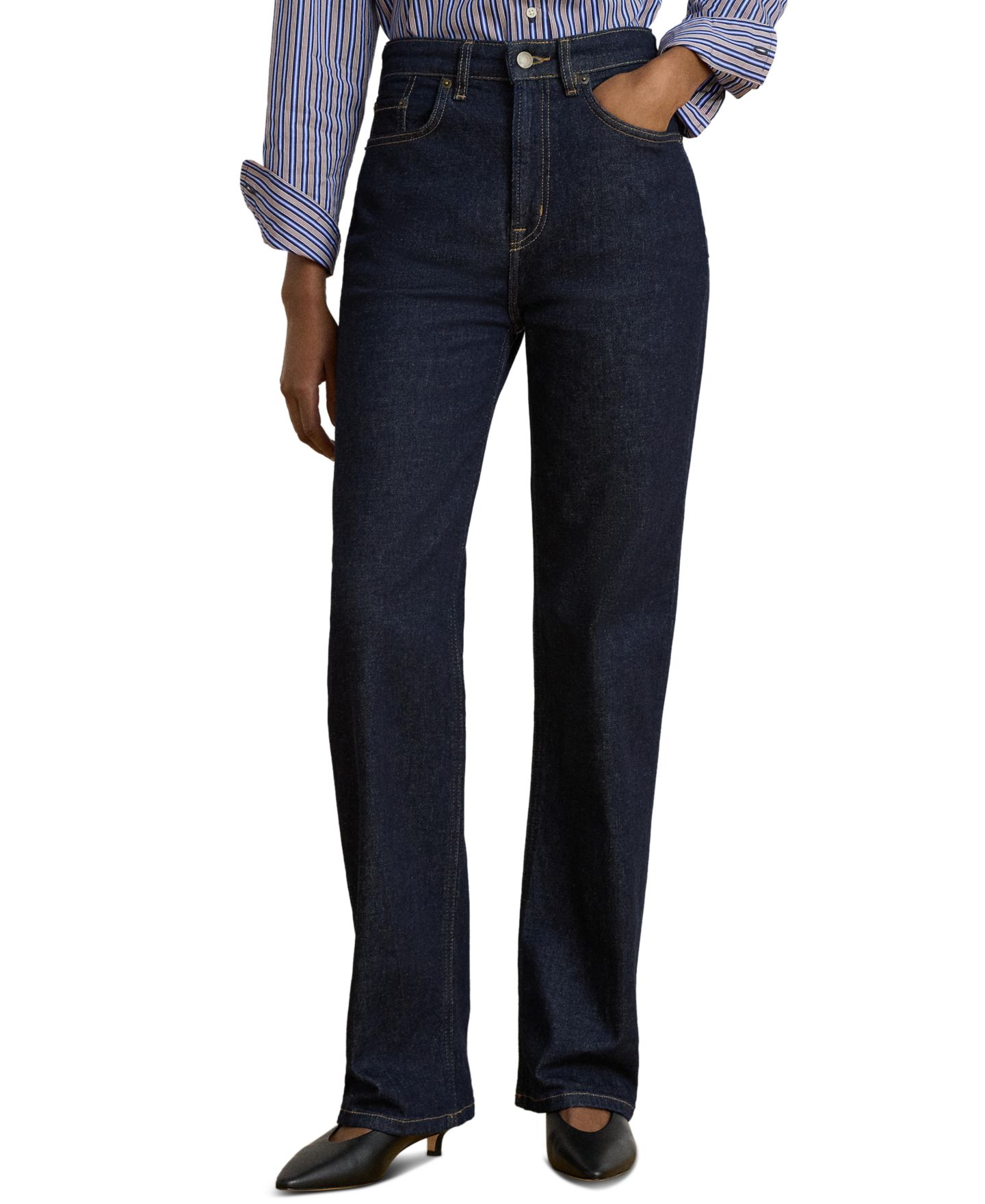 Женские джинсы Lauren Ralph Lauren High-Rise Straight-Leg, цвет: Варёный — фото 1
