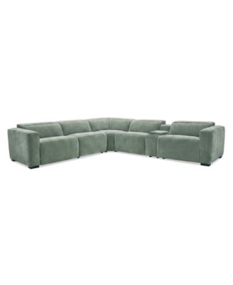 Carltoun 6-Piece Fabric Sectional with 3 Power Recliners Power Headrest and Console