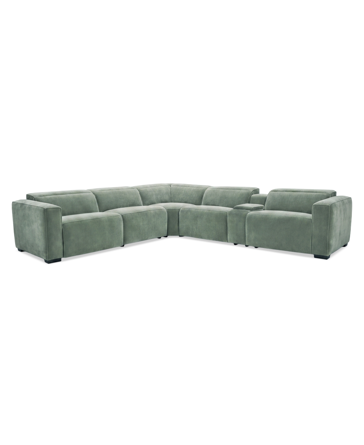 Carltoun 6-Piece Fabric Sectional with 3 Power Recliners Headrest and Console