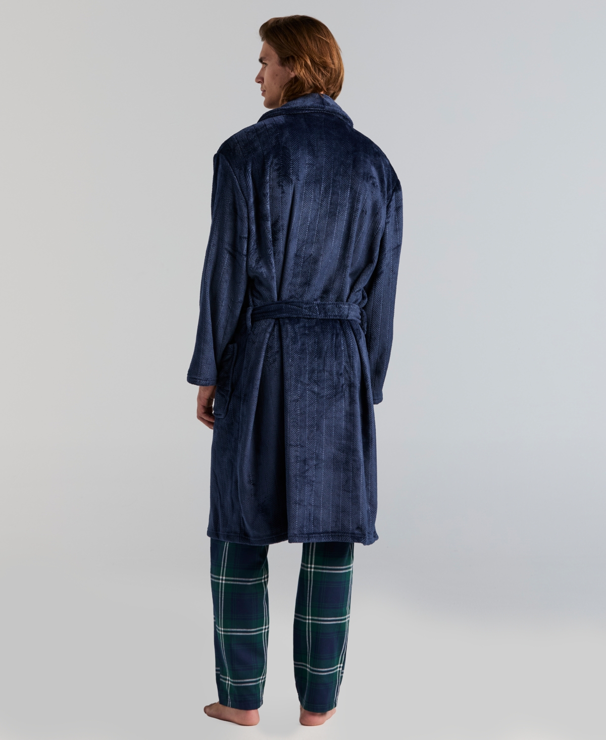Perry Ellis Portfolio Men's Fleece-Herringbone Robe