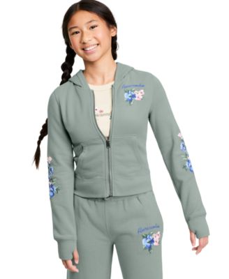 Girls' 5-16 Floral Full-Zip Hoodie