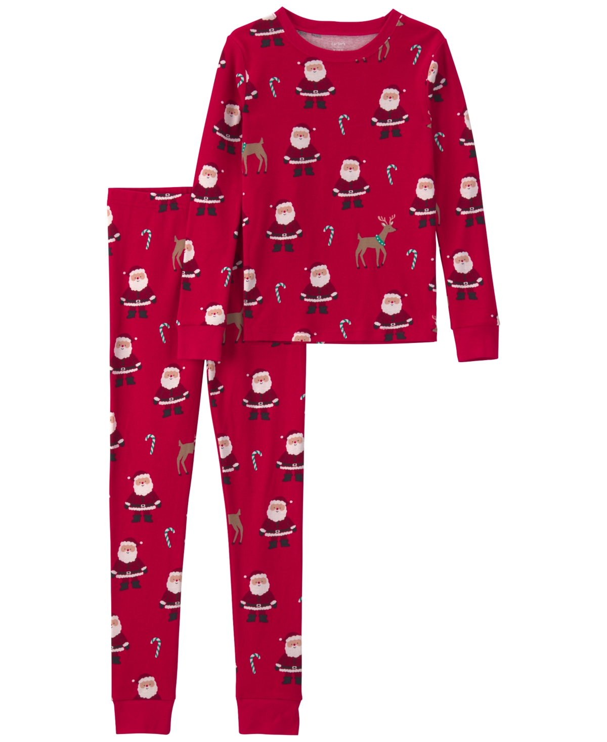 Carter's Kids' Boys' And Girls' Christmas Snug-fit Long-sleeve Cotton Top And Pants, 2-piece Set In Red