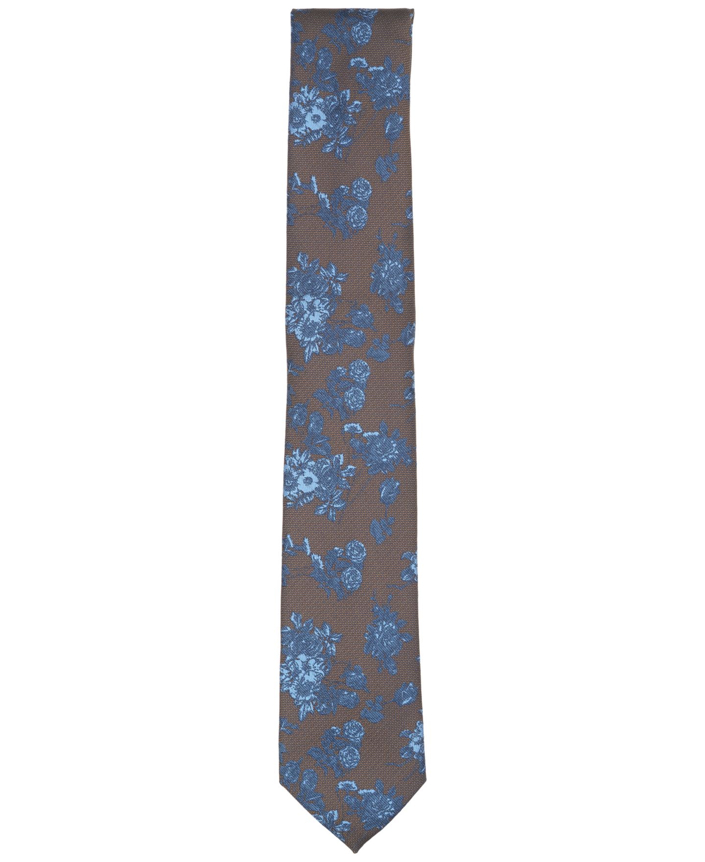 Мужской галстук Bar III Jefferson Floral Slim Tie, цвет: Шоколадный — фото 2